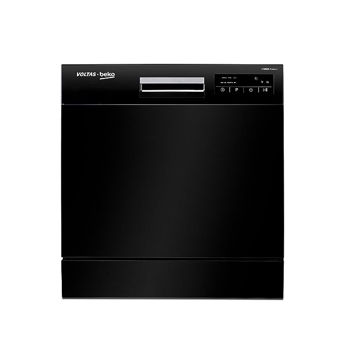 Voltas Beko DT8B Free Standing 8 Place Settings Dishwasher (DT8B, Black, Inbuilt Heater) (OPEN BOX) Voltas Beko DT8B Free Standing 8 Place Settings Dishwasher (DT8B, Black, Inbuilt Heater) (OPEN BOX)